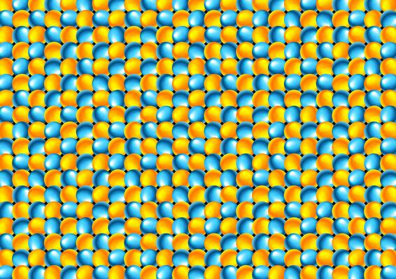 Blue orange glossy circles abstract geometry pattern