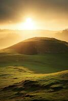 AI generated Sunrise over a megalithic tomb photo