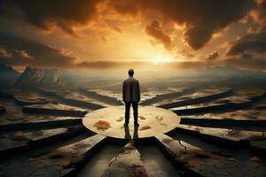 AI generated a man standing in the middle of a labyrinth photo