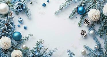 AI generated blue christmas paper background photo