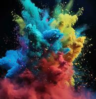 AI generated color explosion with colorful powder all for free photo