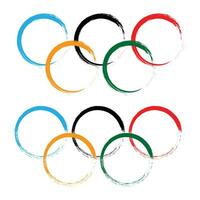 Olympic game logo circle japanese brush symbol vector illustration.