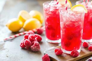 AI generated fresh raspberry lemonade photo