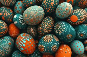 AI generated many easter eggs are colorful with polka dots on them photo