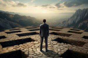 AI generated a man standing in the middle of a labyrinth photo