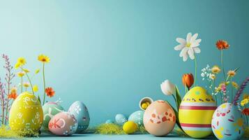 AI generated easter poster template with large copy space for text photo