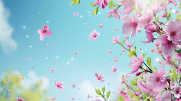 AI generated spring poster template with large copy space for text photo