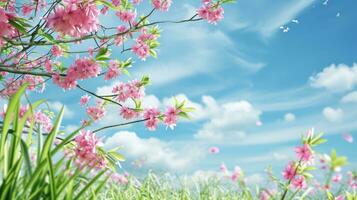 AI generated spring poster template with large copy space for text photo