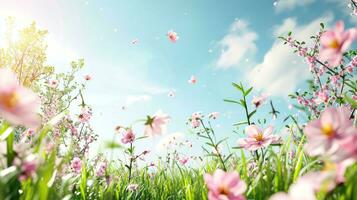 AI generated spring poster template with large copy space for text photo