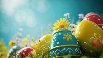 AI generated easter poster template with large copy space for text photo