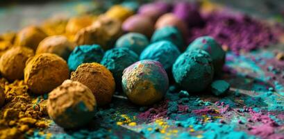 AI generated paint balls color powders photo