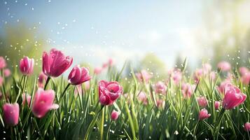 AI generated spring poster template with large copy space for text photo