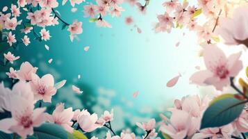 AI generated spring poster template with large copy space for text photo