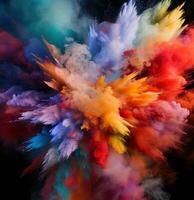 AI generated the color explosion on dark background is colorful photo