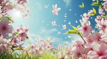 AI generated spring poster template with large copy space for text photo