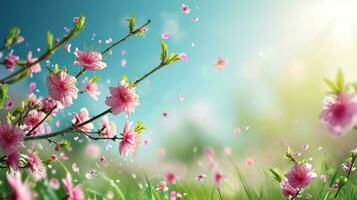 AI generated spring poster template with large copy space for text photo