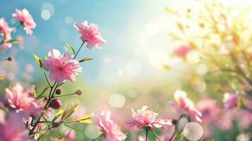 AI generated spring poster template with large copy space for text photo