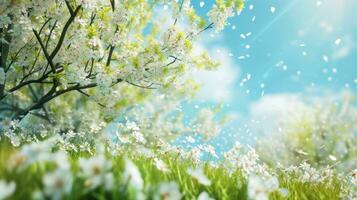 AI generated spring poster template with large copy space for text photo