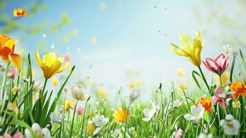 AI generated spring poster template with large copy space for text photo