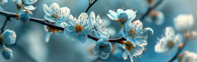 AI generated wallpaper flower branch blue flower photo