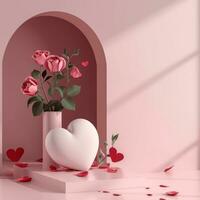 AI generated valentine's day poster template with large copy space for text photo