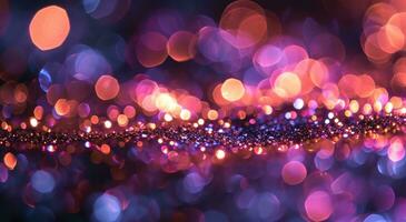 AI generated shiny light background of bokeh reflections and glitter photo