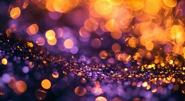 AI generated shiny light background of bokeh reflections and glitter photo