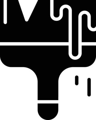 Paint Brush solid and glyph vector illustration