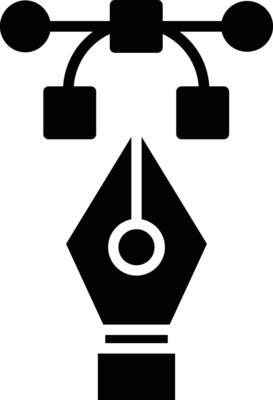 shape tool pen solid and glyph vector illustration