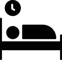 cama hora sólido y glifo vector ilustración