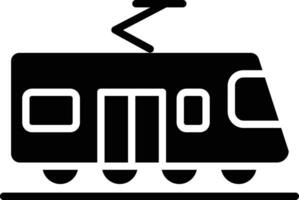 tranvía sólido y glifo vector ilustración