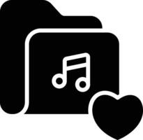 music folder solid and glyph vector illustration