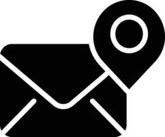 correo ubicación sólido y glifo vector ilustración