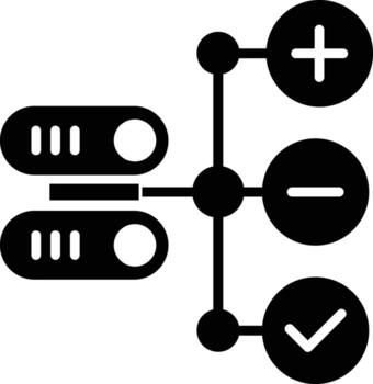 Database modification solid and glyph vector illustration