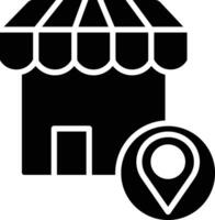 shop location solid and glyph vector illustration