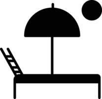 beach bed  solid and glyph vector illustration