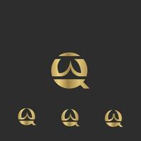 Alphabet Initials logo QW, WQ, W and Q vector