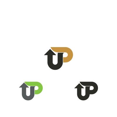 PU, UP, P AND U Abstract initial monogram letter alphabet logo design