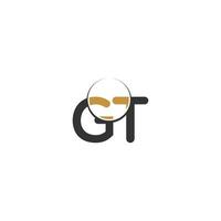alfabeto letras iniciales monograma logo gt, tg, g y t vector