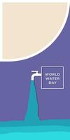 World Water Day. Paper cut concept flat design whit clean copy space area vector