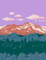 Mount Shasta Volcano in Siskiyou County California WPA Poster Art vector