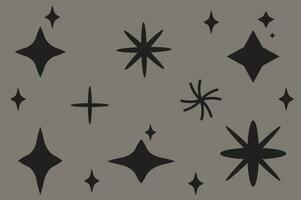 Flat sparkling star collection icon symbols vector