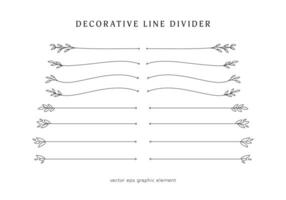 naturaleza hojas línea divisor para texto diseño separador decoración vector elemento conjunto