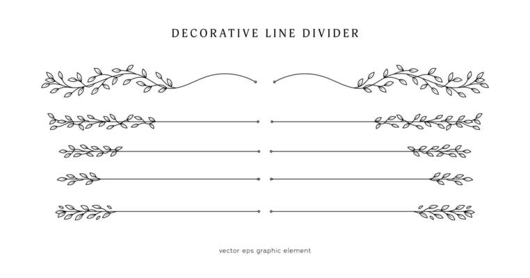 leaves vines line divider for text layout separator decoration vector element set