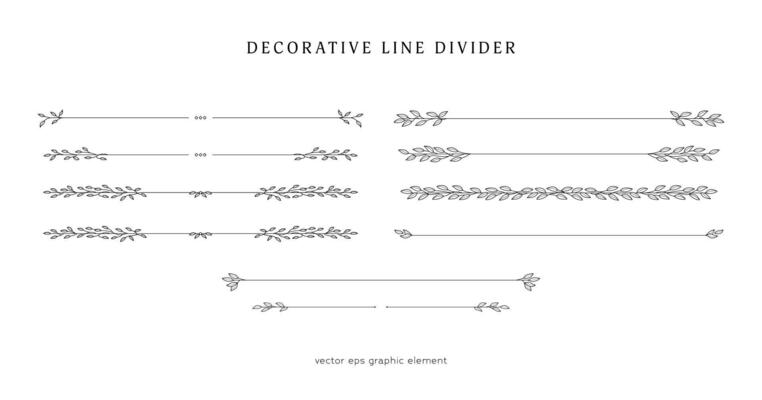 nature floral vine line divider for text layout separator decoration vector element set