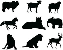 animales silueta diseño en un blanco antecedentes vector