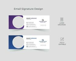 sencillo y limpiar correo electrónico firma diseño, negro y blanco correo electrónico pie de página diseño, personal social medios de comunicación cubrir modelo con moderno disposición. vector