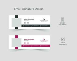 sencillo y limpiar correo electrónico firma diseño, negro y blanco correo electrónico pie de página diseño, personal social medios de comunicación cubrir modelo con moderno disposición. vector