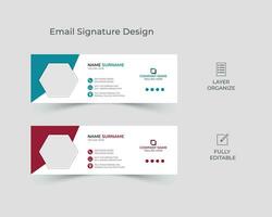 Simple and clean email signature design, black and white email footer design, personal social media cover template with modern layout. vector