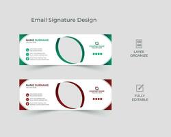 sencillo y limpiar correo electrónico firma diseño, negro y blanco correo electrónico pie de página diseño, personal social medios de comunicación cubrir modelo con moderno disposición. vector